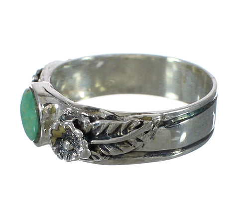 Southwest Genuine Sterling Silver Turquoise Flower Ring Size 8-1/2 YX91624